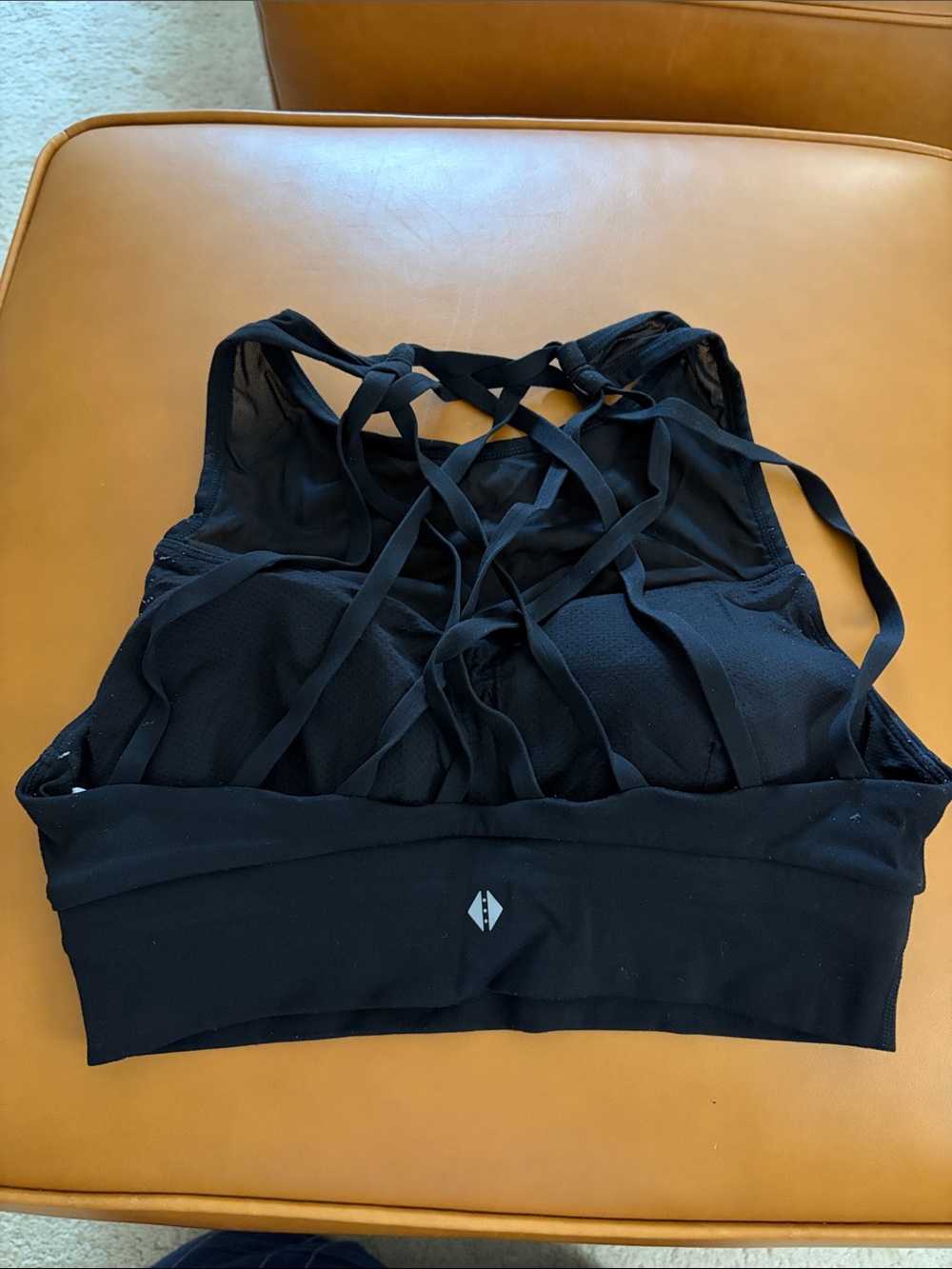 Strappy Black High-Support Sports Bra with Decorative Back